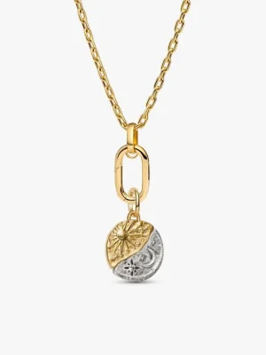 Sun and Moon Medallion Charm Necklace Set
