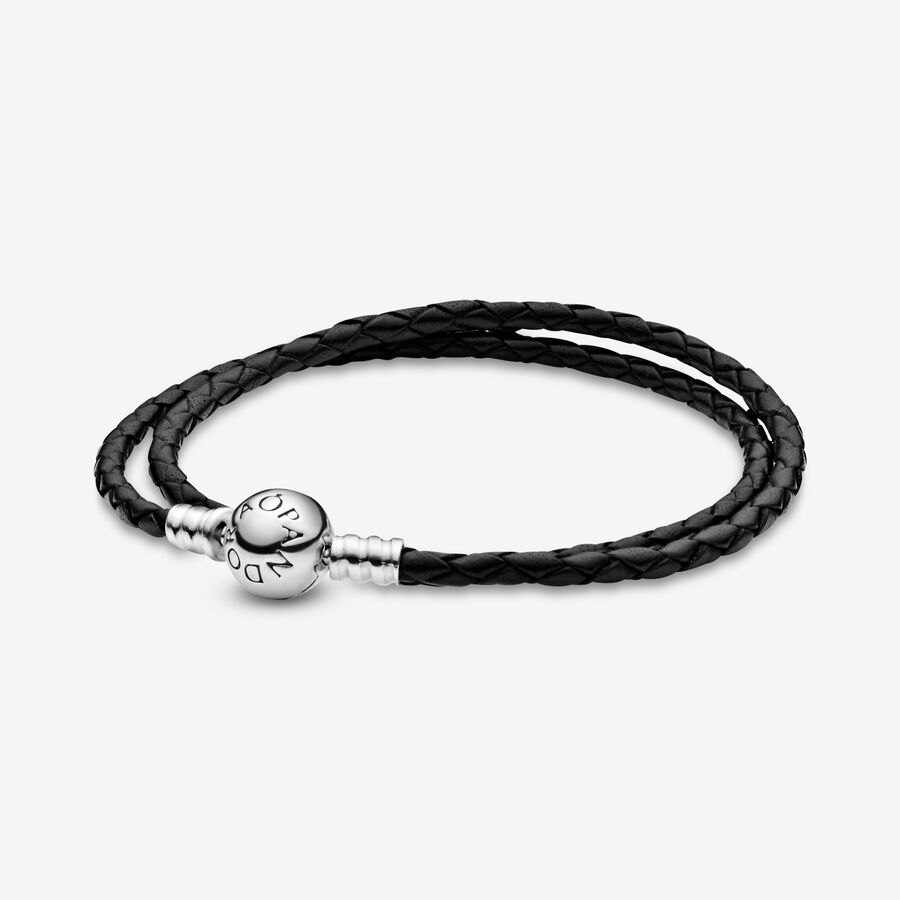 Double Black Leather Bracelet - Image 3