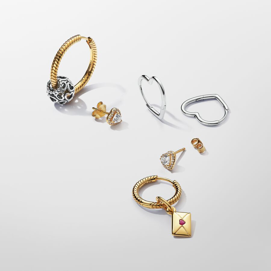 gold elevated heart stud earrings - Image 2