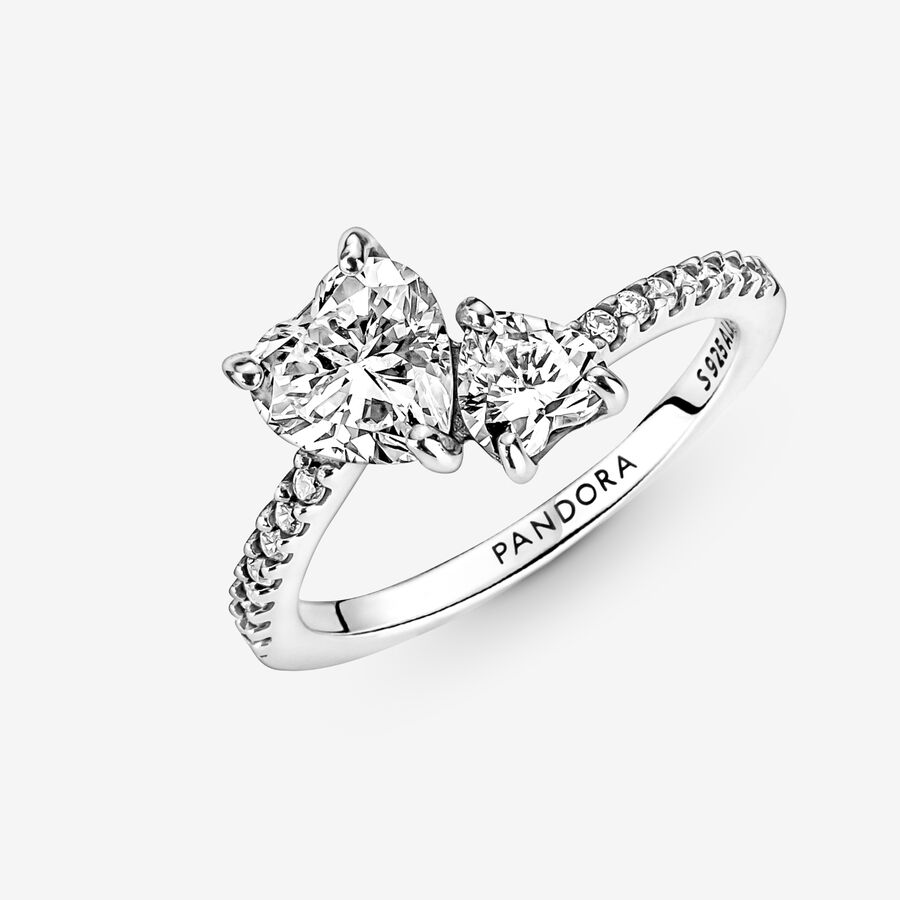 Double Heart Sparkling Ring - Image 3