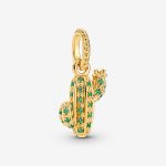 Gold-Plated Sparkling Desert Cactus Pendant
