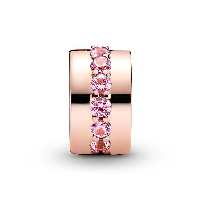 Pink Sparkling Row Clip Charm Rose - Image 2