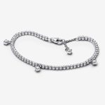 Silver Sparkling Water Drop Tennis Bracelet