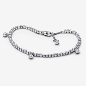 Silver Sparkling Water Drop Tennis Bracelet