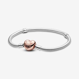 Sterling Silver Rose Heart Clasp