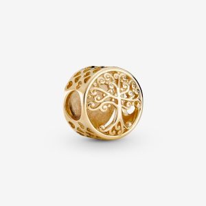 Openwork Family Roots Charm Gold