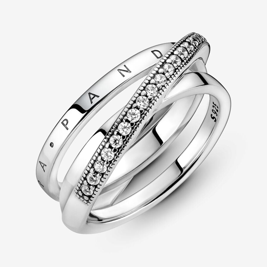 Crossover Pavé Triple Band Ring Sterling silver - Image 4