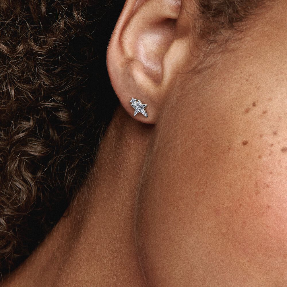 Sparkling Asymmetric Stars Stud Earrings - Image 2