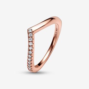 Timeless Wish Half Sparkling Ring Rose gold plated
