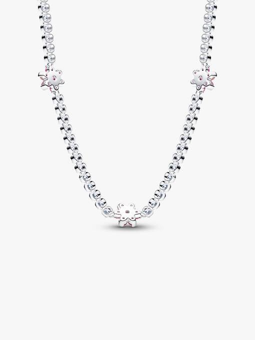 Pink Flower Tennis Necklace - Image 3
