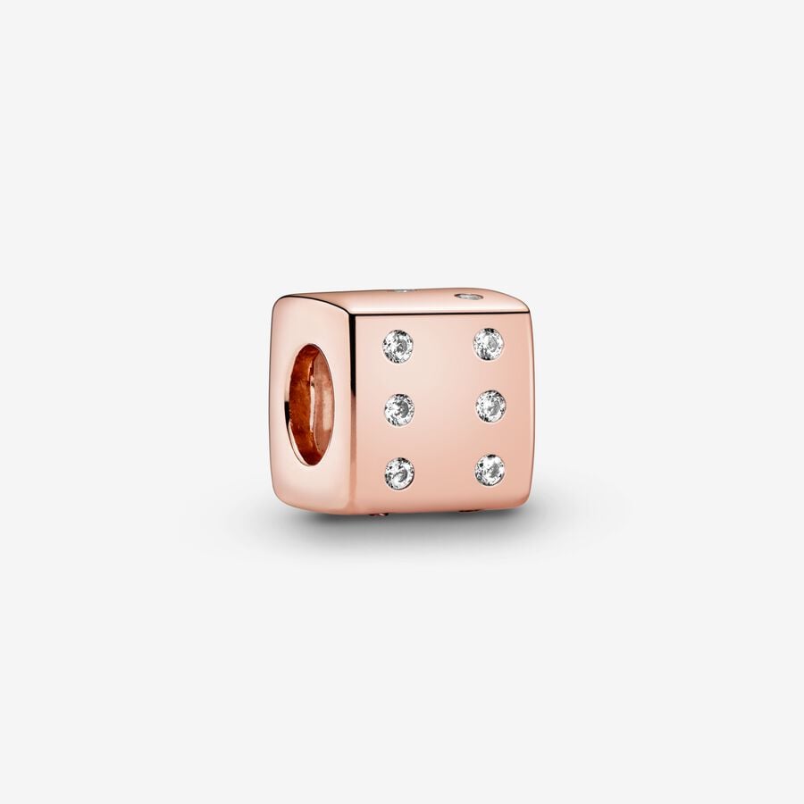 Sparkling Dice Charm Rose gold plated - Image 2
