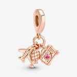 Airplane, Globe & Suitcase Dangle Charm