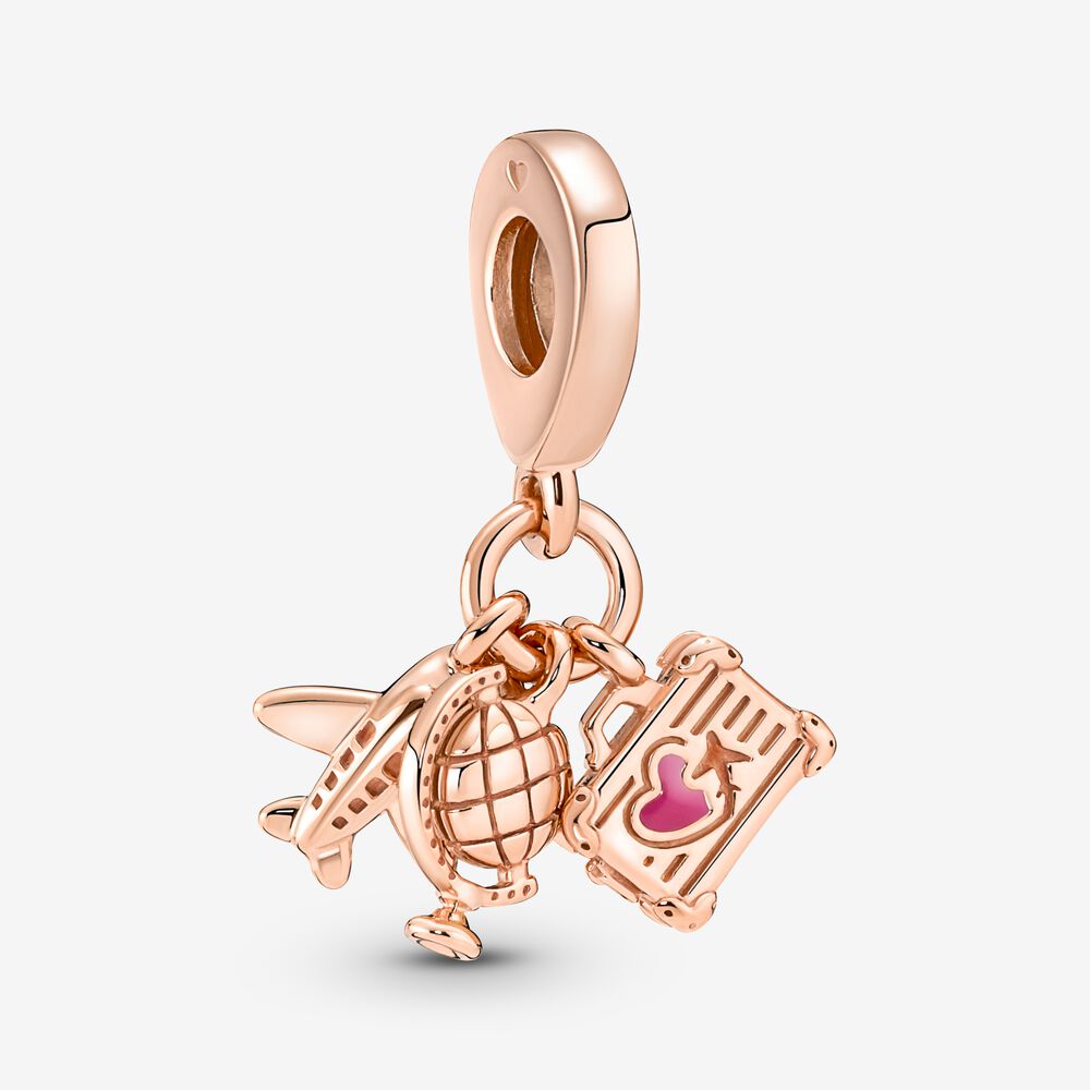Airplane, Globe & Suitcase Dangle Charm