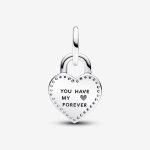 Two-tone Twistable Heart Padlock Double Dangle Charm