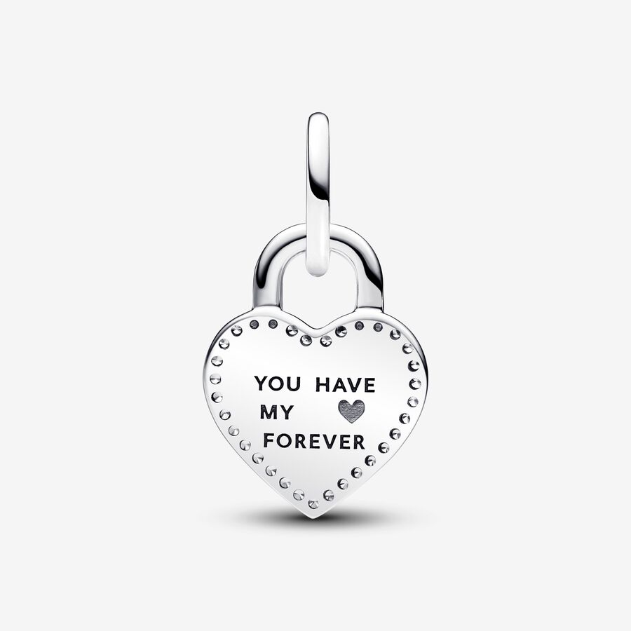 Two-tone Twistable Heart Padlock Double Dangle Charm