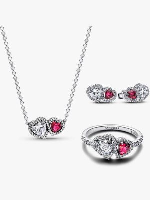 Sterling Silver Halo Hearts Gift Set