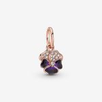 Deep Purple Pansy Flower Dangle Charm