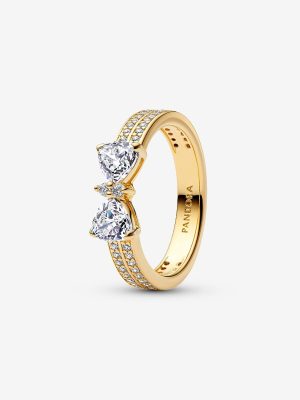 Sparkling Bow Double-row Ring