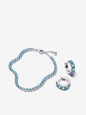 Sparkling Light Blue Tennis Jewelry Set