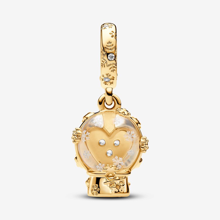 Heart Snowflake Snow Globe Dangle Charm - Image 3