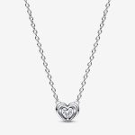 Radiant Heart & Floating Stone Pendant Collier Necklace