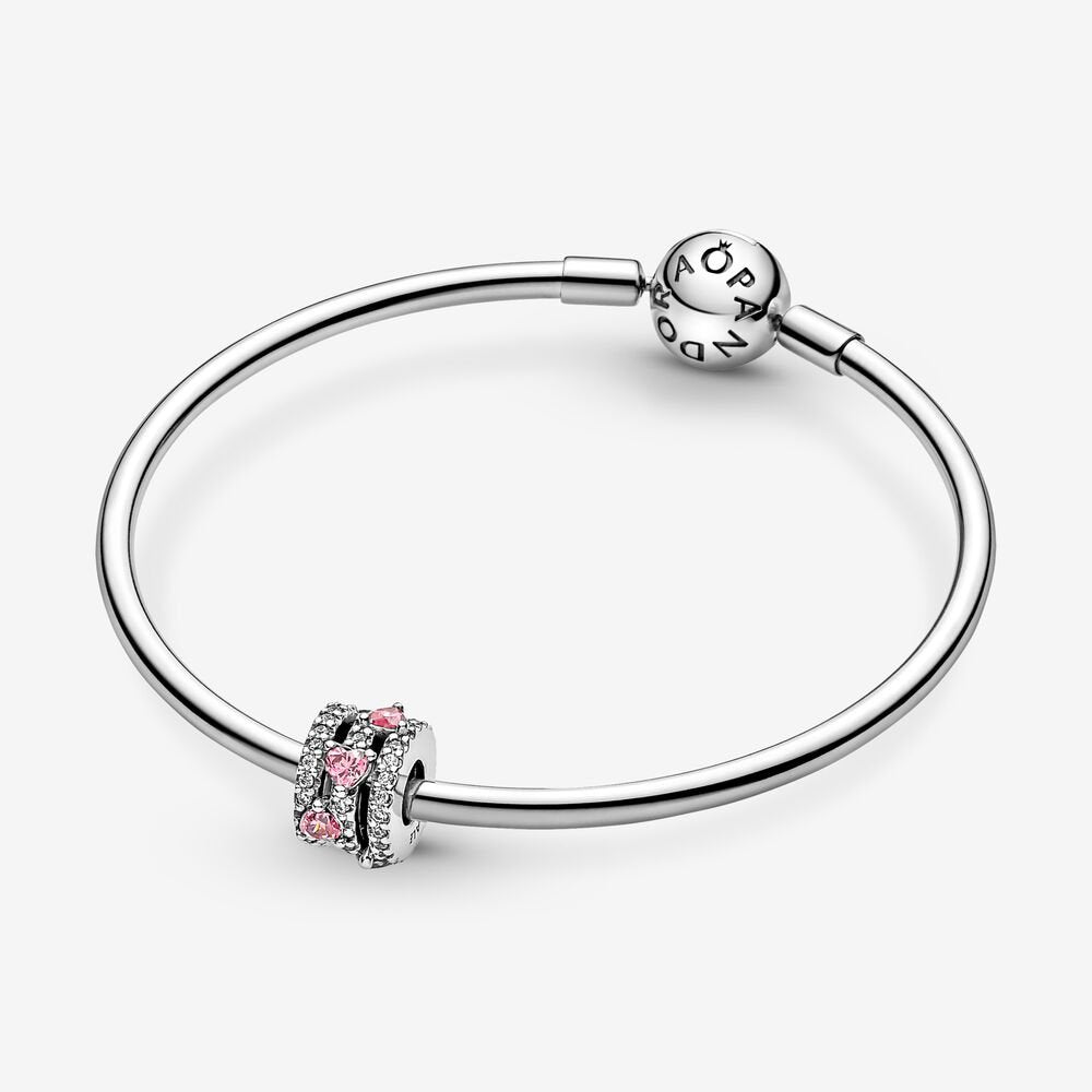 Sparkling Triple Halo Hearts Charm - Image 3