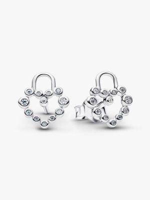 Sparkling Heart Padlock Stud Earrings