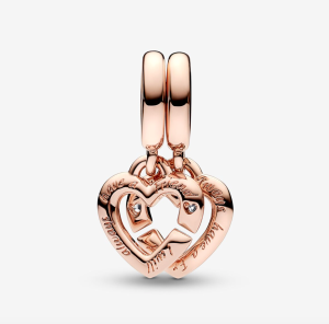 Linked Sister Hearts Split Dangle Charm