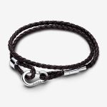 Moments Brown Braided Double Leather Bracelet
