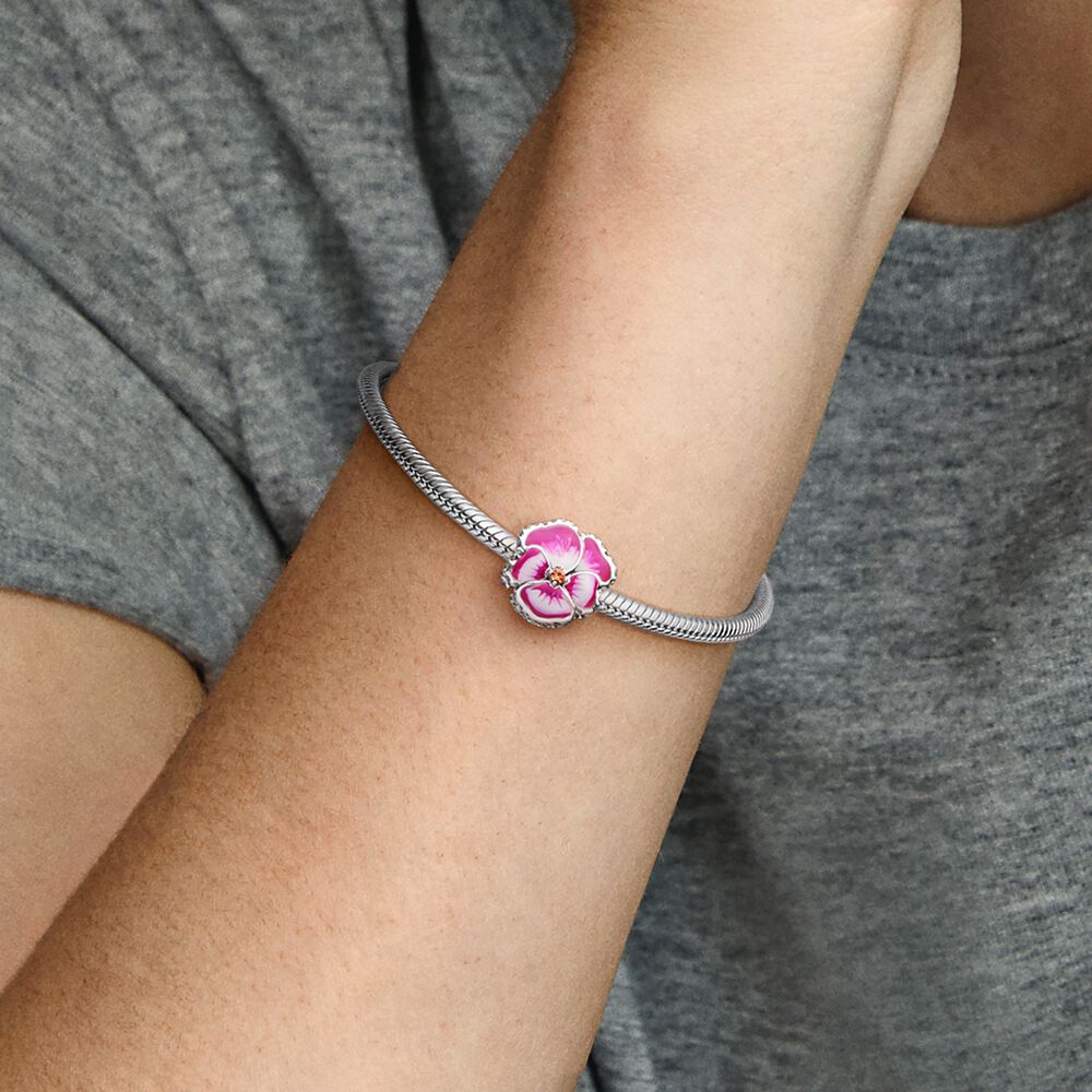 Pink Pansy Flower Charm - Image 2