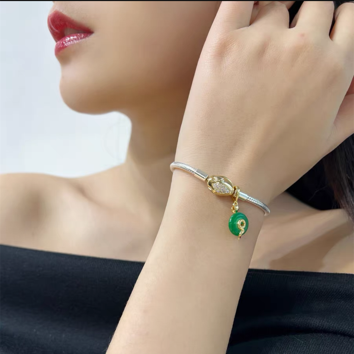 Lunar New Year Snake Dangle Charm and Bracelet Set - Image 3