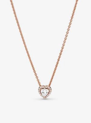 Sparkling Heart Collier Necklace-Rose