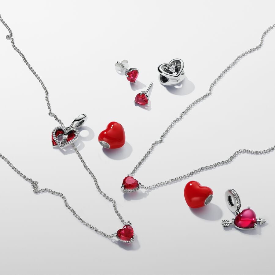 Red Heart & Keyhole Double Dangle Charm - Image 3