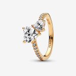 Double Heart Sparkling Rings