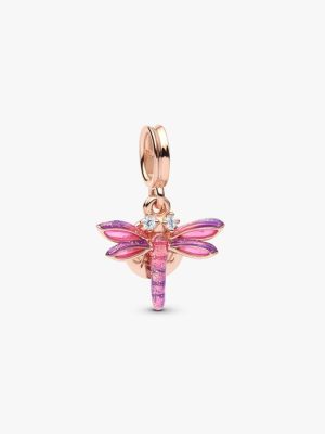 Pink Dragonfly Double Dangle Charm