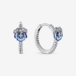 Blue Pansy Hoop Earrings