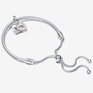 Pearlescent White Heart Bracelet Set