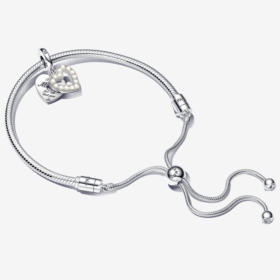 Pearlescent White Heart Bracelet Set