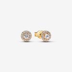 Round Pavé Halo Stud Earrings