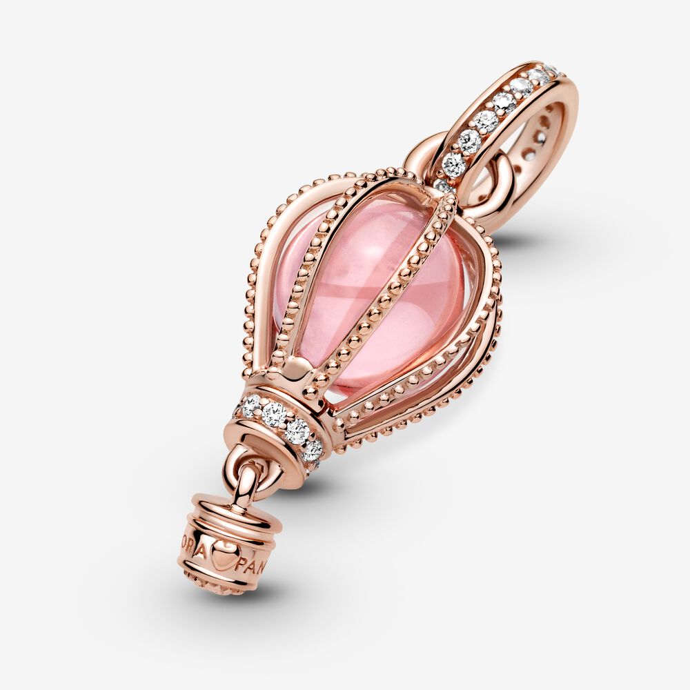 Sparkling Pink Hot Air Balloon Dangle Charm - Image 2