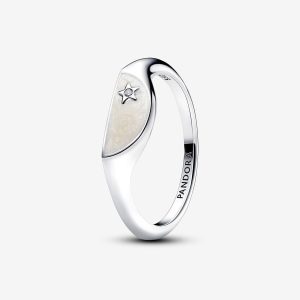 Halved Enamel Signet Ring Sterling silver