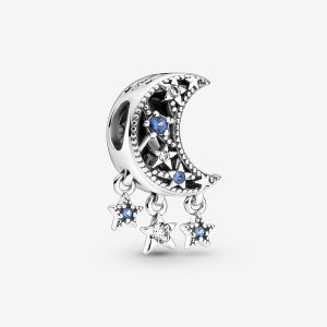 Star & Crescent Moon Charm Sterling silver