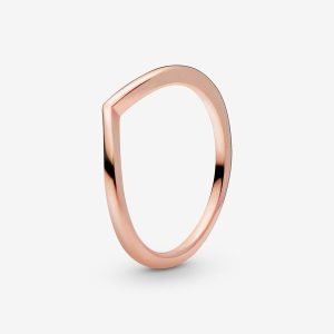 Polished Wishbone Ring Rose gold plated