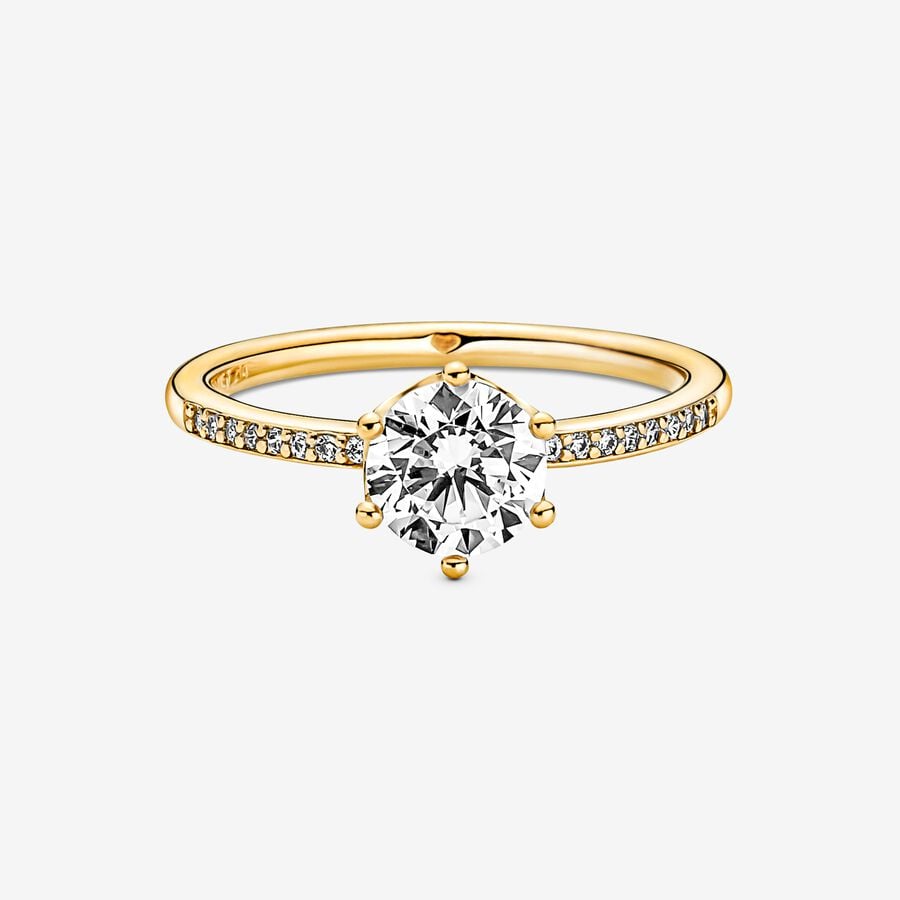 Clear Sparkling Crown Solitaire Ring - Image 2