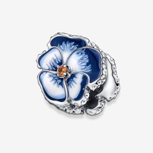 Blue Pansy Flower Charm