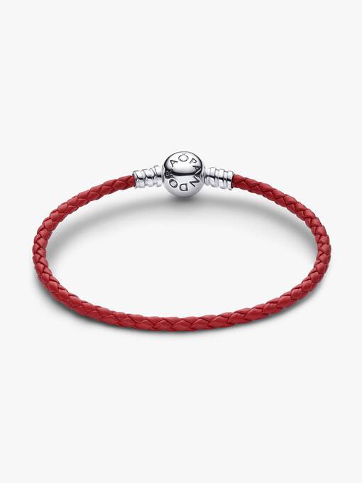 Red Braided Leather Bracelet - Image 2