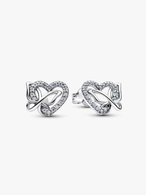 Entwined Heart & Butterfly Stud Earrings