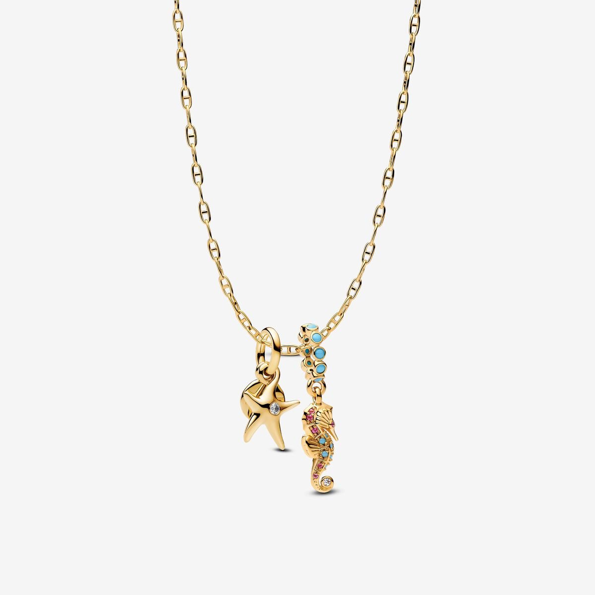 Seahorse and Starfish Charm Necklace