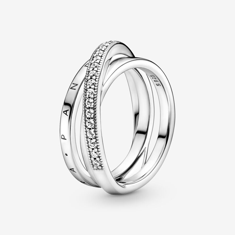 Crossover Pavé Triple Band Ring Sterling silver