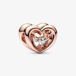 Plated Radiant Heart & Floating Stone Charm